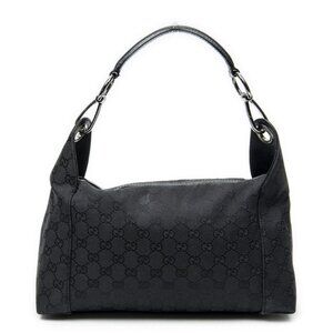 Gucci Shoulder Zip Hobo Black GG Canvas